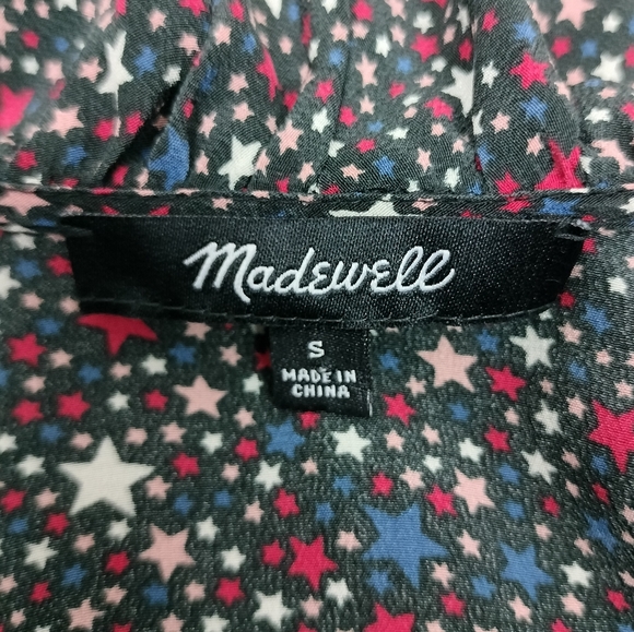 Madewell 100% Silk Ruffle-Hem Wrap Top in Starry Night Sz. Sm - Picture 13 of 16
